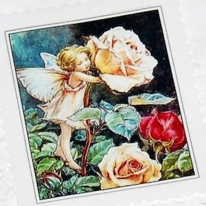 Patches Stoffbild Aufnäher Applikation Rosen Fee Elfe Flower Fairy Blumenkind