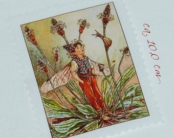 Patches Stoffbild  Aufnäher  Applikation Spitzwegerich Fee Ribwort Plantain Fairy Elfe