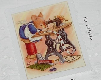 Patch fabric picture patch application sewing mouse shabby vintage