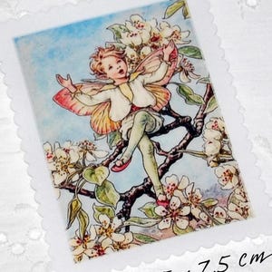 Nostalgische Blumenfee Aufnäher Applikation Patch Birnenblütenfee the pear blossom fairy