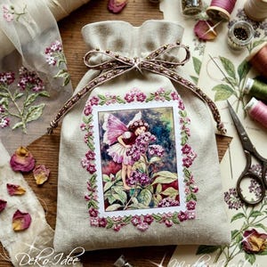 Parches encantadores, flor de vainilla, heliotropo, hada de las flores, aplique nostálgico para proyectos de costura y manualidades.