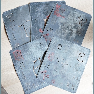 Vintage Wäscheschablonen – Monogramme - Initialen – Stickblech