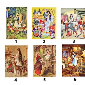 Stoffbild Aufnäher Applikation Patch Märchen Schneewittchen und die 7 Zwerge