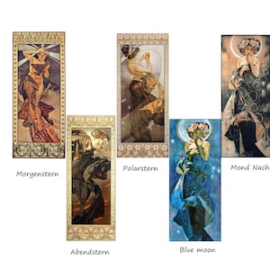 Nostalgische patches Mucha Art Nouveau Maan en sterren Maan Morgenster Avondster Poolster Maan Applicatie Patchwork Quilt