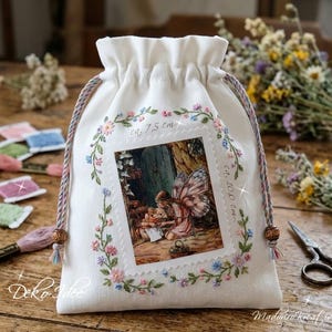 Nostalgische Blumenfee  Aufnäher Applikation Patch Stoffbild Maus Visite flower fairy Patch