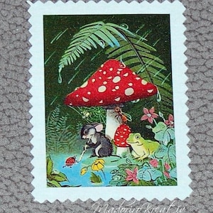 Nostalgic Application Fabric Image Patch Friends under the Fly Agaric