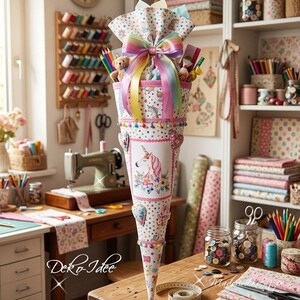 Zauberhafter Aufnäher Applikation Patch Stoffbild Einhorn Clipart Deko für Schultüte Patchwork Rucksack