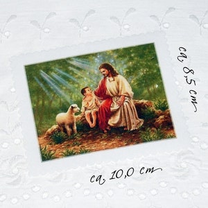 Patch Fabric Image Applique Jesus with Child & Lamb