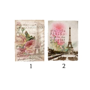 Aplique vintage romántico: collage parisino con rosas de la Torre Eiffel