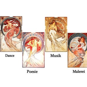 Patches Aplique Mucha 1898 Art Nouveau Artes Dança Poesia Música Pintura
