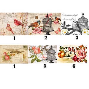 Vintage Stil Patches Stoffbild Applikation Aufnäher Rosen Post Card Love Vögel Collagen