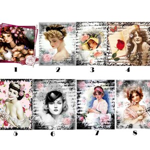 Women's Portrait Vintage Applique Patch, Shabby Chic Motif (Selectable), Nostalgic Patches for Upcycling, Junk Journal, Textile Design