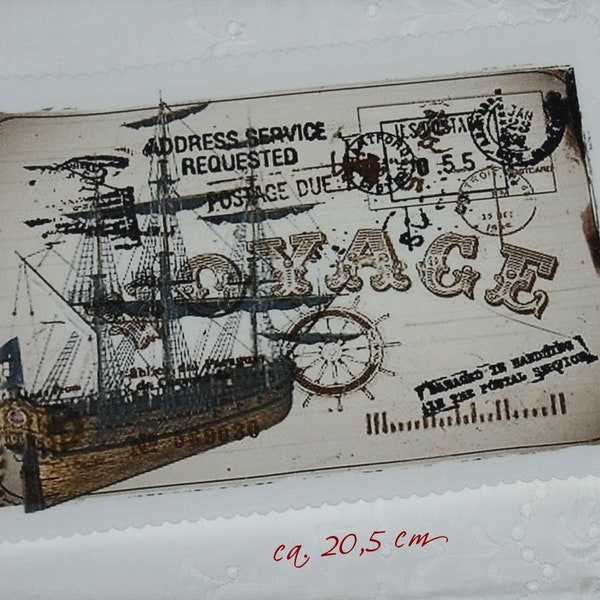 Nostalgic Patch Sailing Ship Ahoi Voyage Excursion Travel Collage Art Patch Personalized Application Patchwork