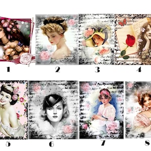 Patches Aufnäher Applikation Viktorian Vintage Edwardian Ladys im Rahmen Collagen