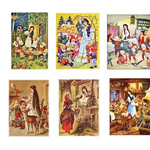 Fabric picture patch application patch fairy tale Snow White and the 7 Dwarfs
