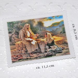 Christian patch application patch Jesus and woman at the well with Bible verse