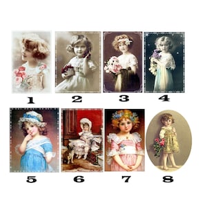 Nostalgic patch girl motif in vintage Victorian Edwardian style