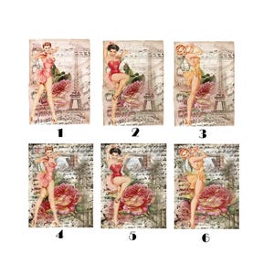 Vintage Applikation Paris Collage – Burlesque Tänzerin und Eiffelturm – nostalgisches Motiv zum Aufnähen oder Aufkleben