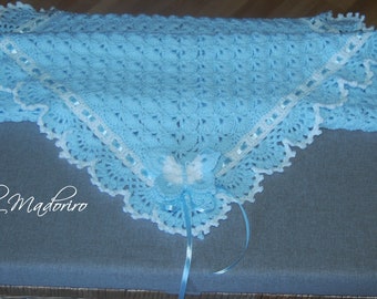 Babydecke Wagendecke Kuscheldecke Deko Handarbeit gehäkelt crochet UNIKAT NEU