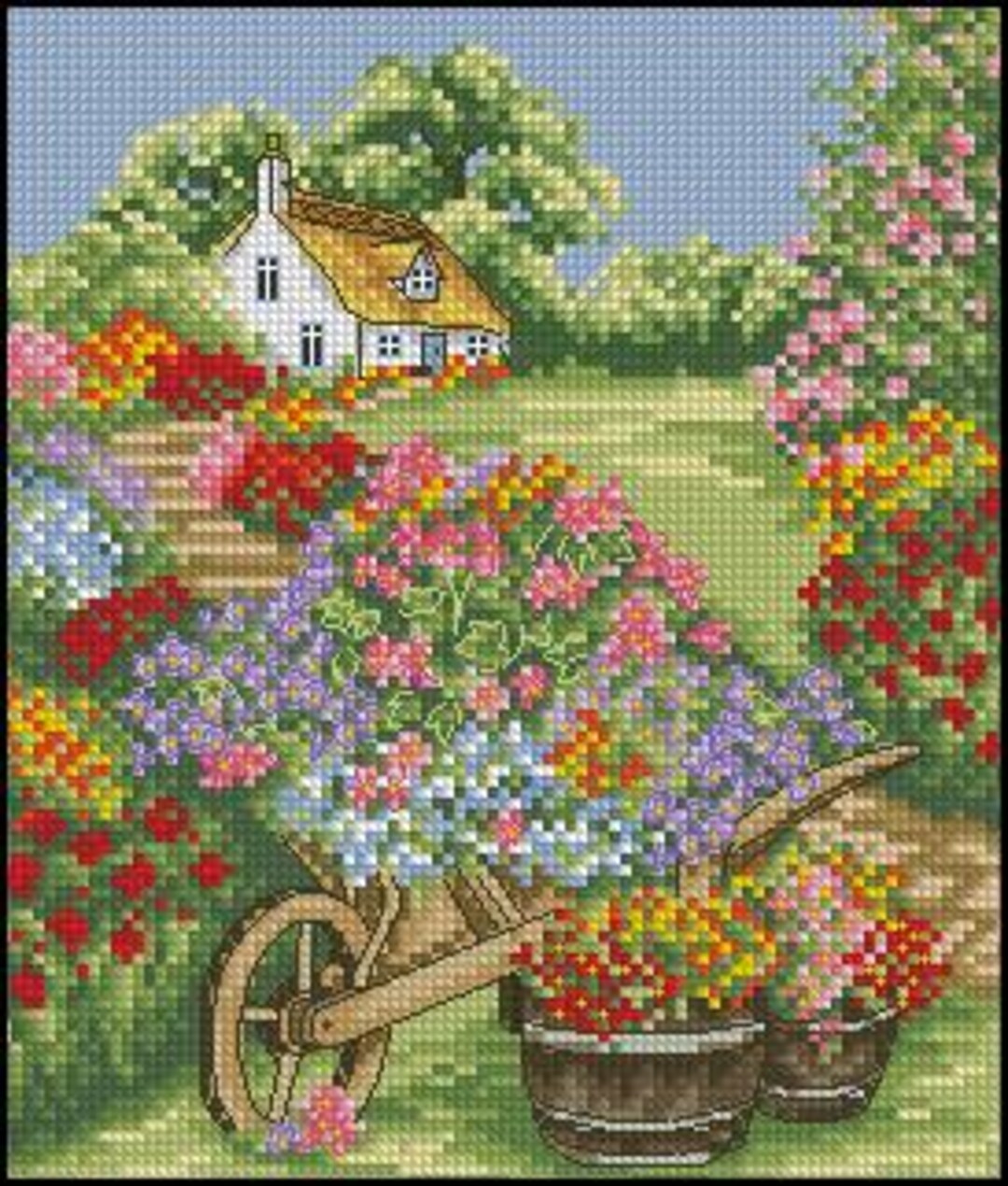 Flowery Summer Cross Stitch Pattern PDF Chart Digital - Etsy