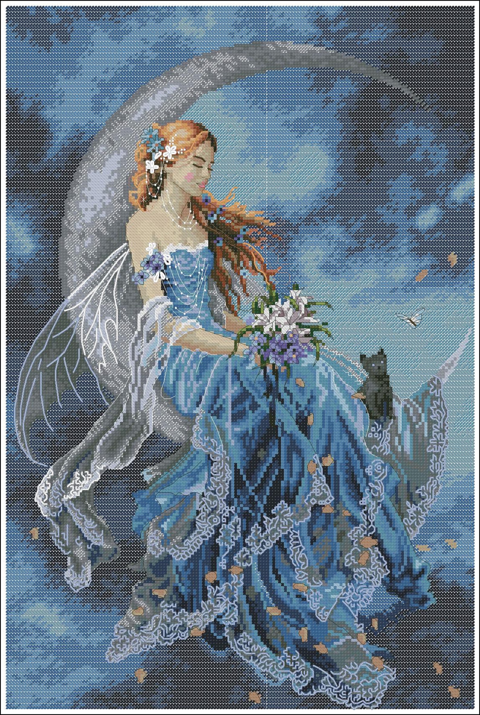 Moon Fairy Cross Stitch Chart PDF Digital Pattern - Etsy
