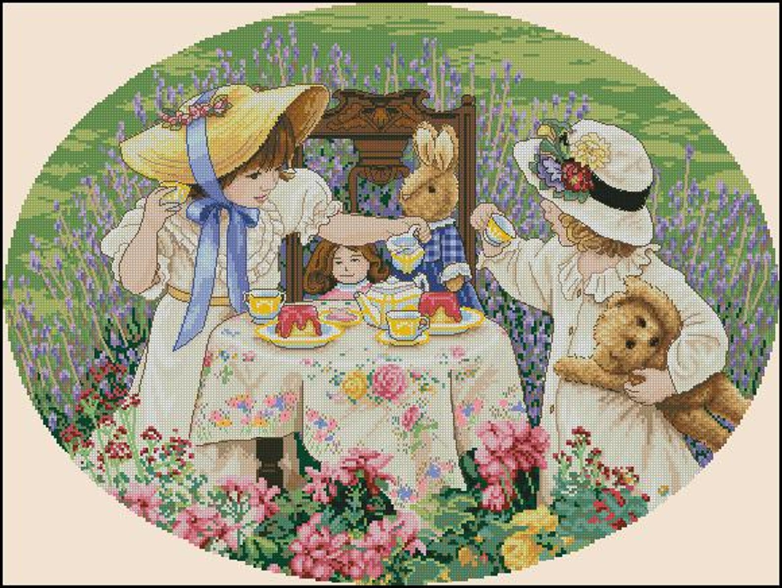 Tea Party Cross Stitch Chart PDF Digital Pattern - Etsy
