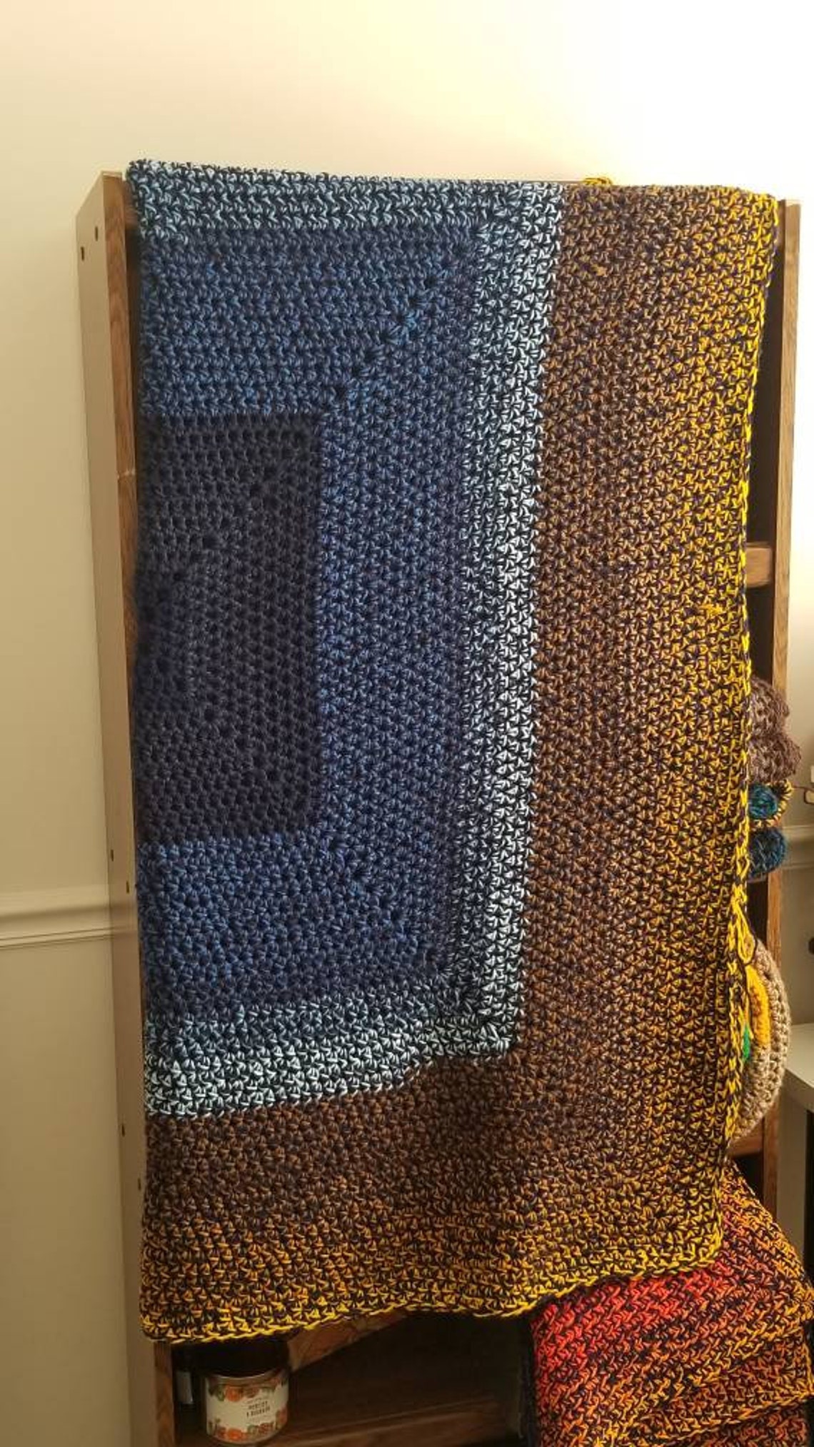 Blue and gold gradient blanket Etsy