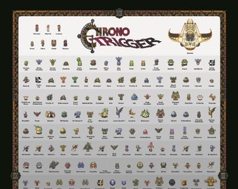 Chrono Trigger Retro SNES Style Poster Chrono Magus Frog Marle Lucca Robo Alya Epoch Lavos Bosses & Monsters Excellent