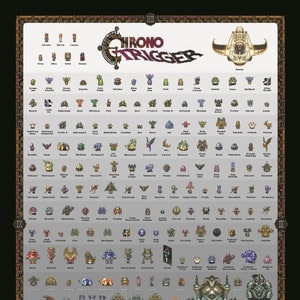 Chrono Trigger Retro SNES Style Poster Chrono Magus Frog Marle Lucca Robo Alya Epoch Lavos Bosses & Monsters Excellent