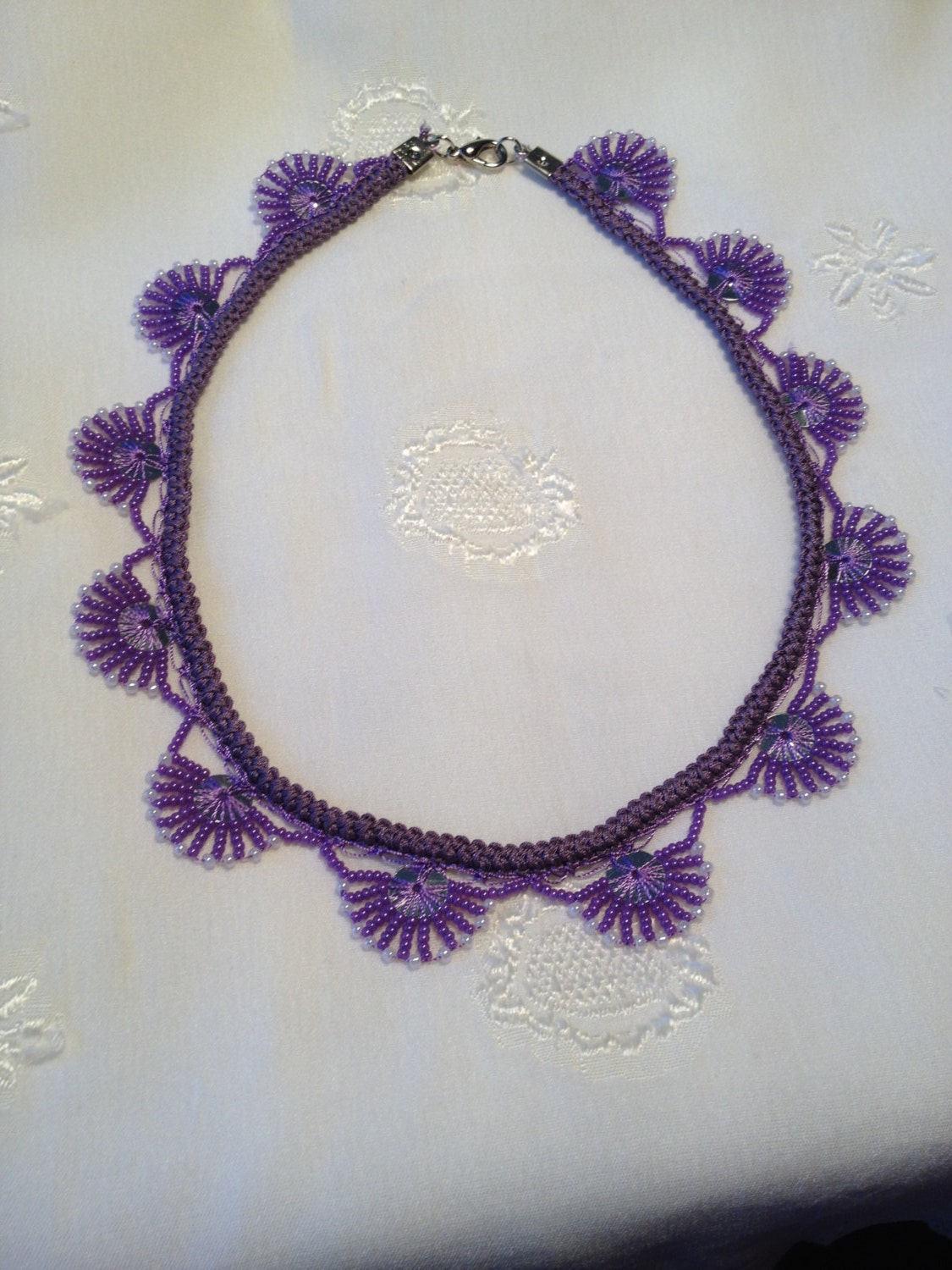 Purple Crochet Necklace Traditional Turkish Oya - Etsy