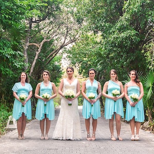 TDY Bridesmaid Short Asymmetrical infinity dress / Multiway Dress / convertible wrap dress (Asymmetrical hem, Regular size)
