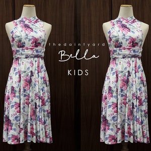 TDY Bella Floral Kids Size Matching Bridesmaid Convertible Dress, Infinity Dress, Multiway Wrap Dress, Twist Dress, Flower Girl Dress
