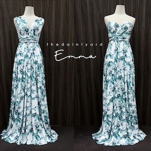 TDY Emma Maxi Floral Infinity Dress Convertible Dress Multiway Dress Long Ball Gown Wrap Dress Summer Green Floral Bridesmaid Dress