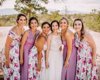 short floral bridesmaid dresses