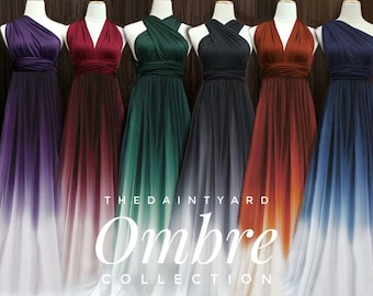 TDY Ombre Bridesmaid Maxi infinity dress / Multiway Dress / Convertible wrap dress WITH Ombre Chiffon Overlay Skirt (Regular / Plus size)