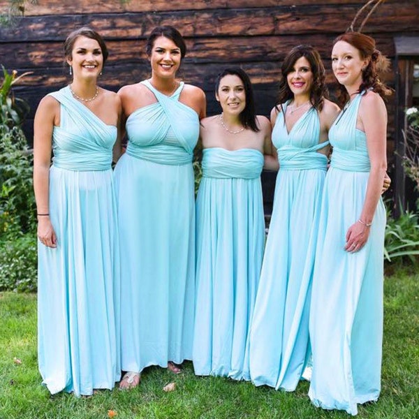 TDY Sky Blue Maxi / Short Bridesmaid Dress Convertible Dress Infinity Dress Multiway Wedding Cocktail Dress (Regular & Plus Size)