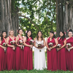 red bridesmaid dress