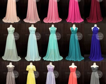 THEDAINTYARD TDY Bridesmaid Maxi infinity dress / Multiway Dress / Long convertible wrap dress WITH Chiffon Overlay Skirt (Regular size)