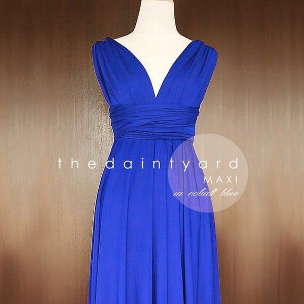 SAMPLE SALE - Last 2 piece! Maxi infinity convertible Bridesmaid dress in Cobalt blue Regular size