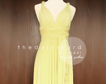 TDY Pale Yellow Maxi / Short Bridesmaid Convertible Dress Infinity Multiway Twist Wrap Dress Prom Wedding Cocktail Dress (Regular Size)