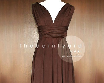 TDY Schokolade Maxi / Kurze Brautjungfer Cabrio Kleid Infinity Kleid Multiway Wickelkleid Hochzeit Abschlussball Cocktailkleid (Regular & Plus Size)