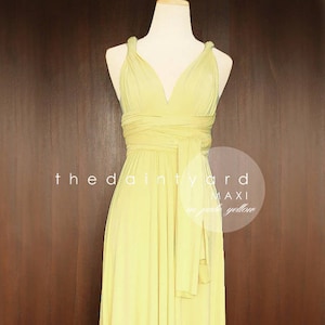 TDY Pale Yellow Maxi / Short Bridesmaid Convertible Dress Infinity Multiway Twist Wrap Dress Prom Wedding Cocktail Dress (Regular Size)