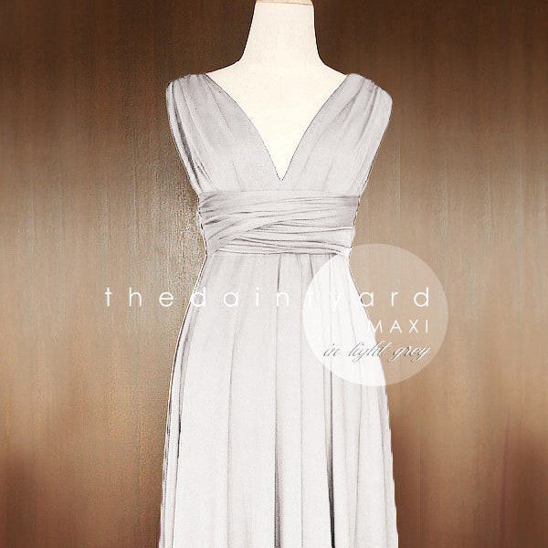 TDY Light Grey Maxi Bridesmaid Convertible Dress Infinity Dress Multiway Dress Long Ball Gown Prom Wedding Cocktail (Regular & Plus Size)