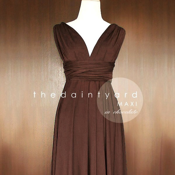 TDY Chocolate Maxi / Short Bridesmaid Convertible Dress Infinity Dress Multiway Wrap Dress Wedding Prom Cocktail Dress (Regular & Plus Size)