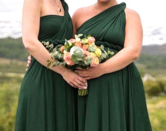 TDY Forest Green Maxi / Short Bridesmaid Convertible Dress Infinity Dress Multiway Dress Wrap Dress Long Cocktail Gown (Regular & Plus Size)