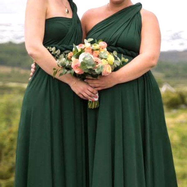 TDY Forest Green Maxi / Short Bridesmaid Convertible Dress Infinity Dress Multiway Dress Wrap Dress Long Cocktail Gown (Regular & Plus Size)