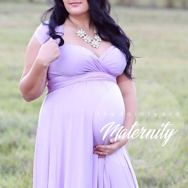 TDY Maternity Gown Baby Shower Dress Long Ball Gown Infinity Maxi Dress Convertible Dress Maternity Photo shoot Dress (Regular/Plus)