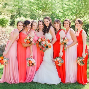 TDY Shades of Pink Bridesmaid Maxi infinity dress / Multiway Dress / Long Ball Gown Convertible Wrap dress (Regular size)