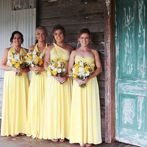 TDY Yellow Maxi / Short Bridesmaid Convertible Dress Infinity Dress Multiway Dress Twist Wrap Dress Prom Beach Dress (Regular & Plus Size)