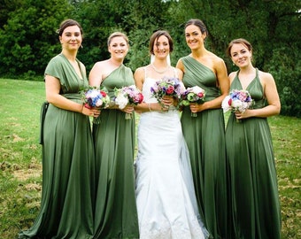 olive colored bridesmaid dresses